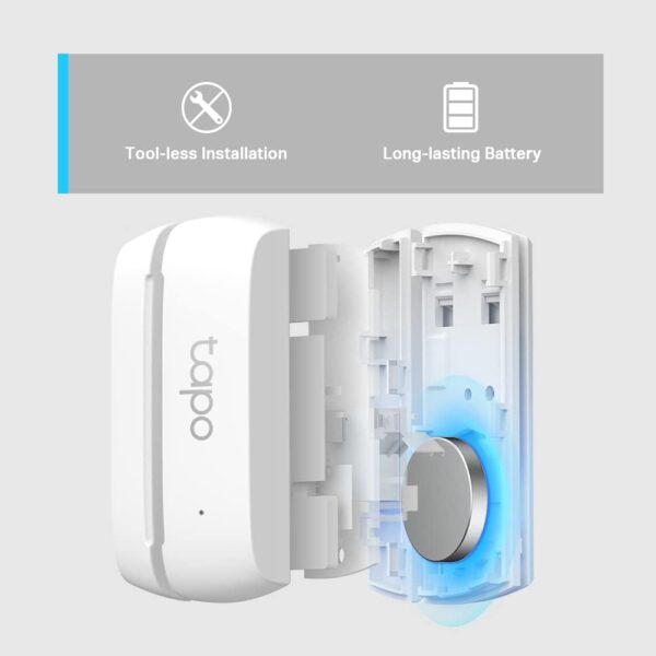 41E3l-K4jL._AC_SL1000_.jpg TP-Link Tapo Door Sensor Mini, REQUIRES Tapo Hub, Long Batte...