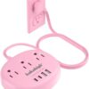 Pink Extension Cord with Surge Protected 1080J - 5 FT Pink Extension Cord with Surge Protected 1080J - 5 FT Flat E...