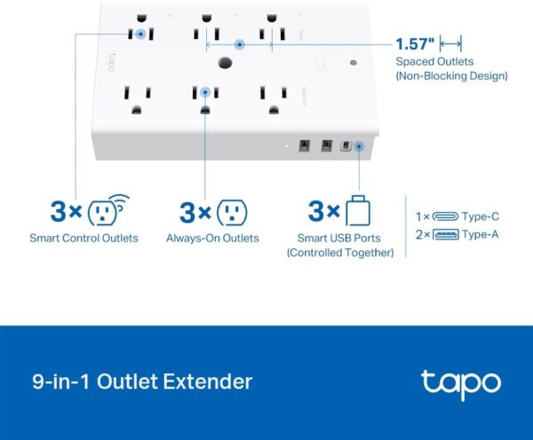 TP-Link Tapo Smart Plug Outlet Extender, Surge Protector, 18...