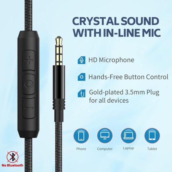 61IqOwCYxL._AC_SL1500_.jpg AC01 Over-Ear Headphones Wired, Noise Isolating Corded Stere...