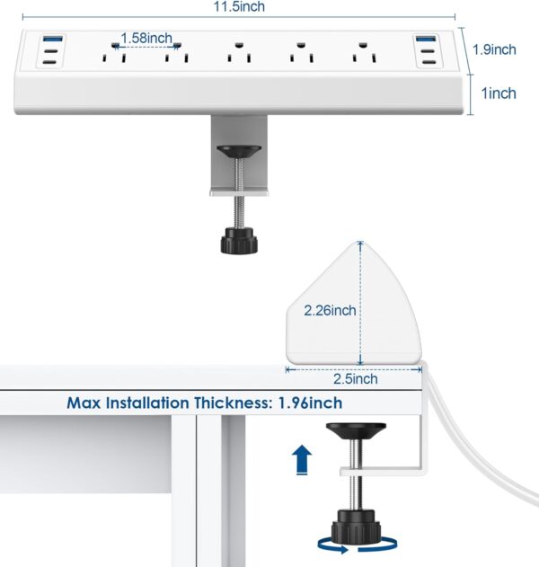 61-S8RV6gRL._AC_SL1500_.jpg Desk Clamp Power Strip USB C,40W Total Fast Charging Station...