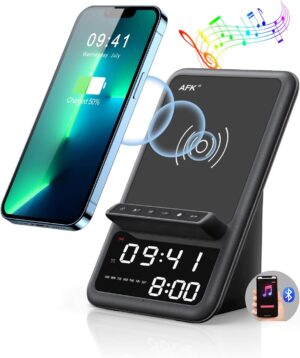 AFK Wireless Charging Station with Bluetooth Speaker and Ala... AFK Wireless Charging Station with Bluetooth Speaker and Ala...