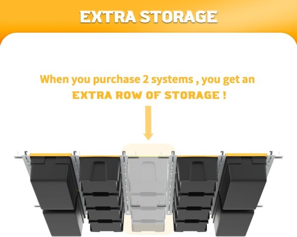 611RMkAAL._AC_SL1500_.jpg Overhead Tote Storage Rail System, Garage Ceiling Bin Storag...