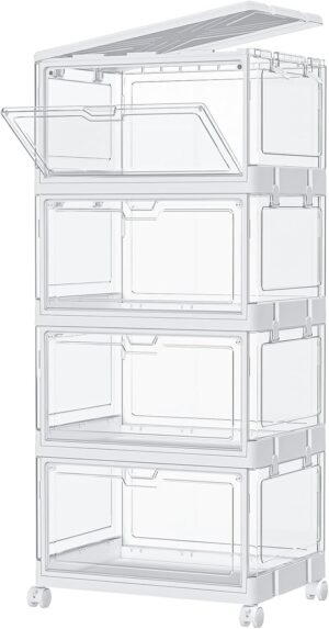 SNSLXH Clear Storage Bins with Lids & Wheels, Stackable Plas... SNSLXH Clear Storage Bins with Lids & Wheels, Stackable Plas...