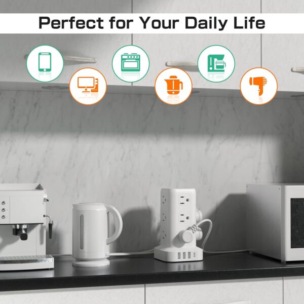 617LEQ9v2WL._AC_SL1500_.jpg Tower Surge Protector Power Strip with 12 Outlets 4 USB (1 U...