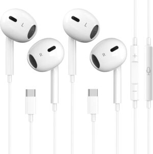 2 Pack-USB C Headphones for iPhone 15/16, Type C Earbuds Wir...