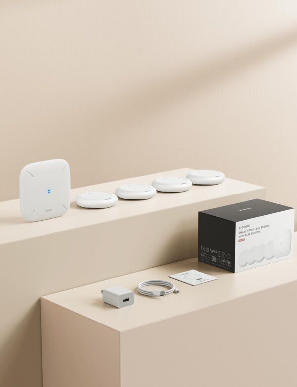 619bKhaT1KL._AC_SL1500_.jpg X-Sense Wi-Fi Water Leak Detector Kit, Smart Water Sensor Al...