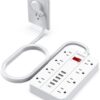Power Strip with USB,Surge Protector Flat Plug with 8 Widely...