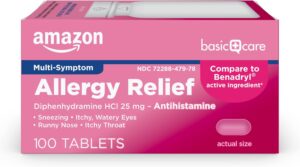 Amazon Basic Care Allergy Relief Diphenhydramine HCl 25 mg, ... Amazon Basic Care Allergy Relief Diphenhydramine HCl 25 mg, ...