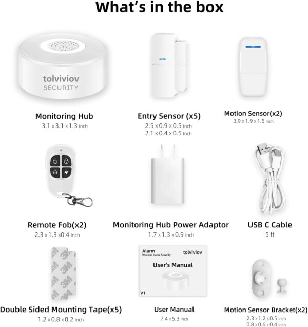 61C8prvhyKL._AC_SL1500_.jpg tolviviov Home Security System Wireless, DIY Door Alarm Secu...