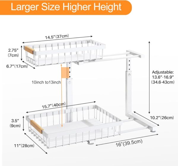 61ChiJbO1DL._AC_SL1500_.jpg PXRACK 2 Pack Under Sink Organizer,Adjustable Height,2 Tier ...