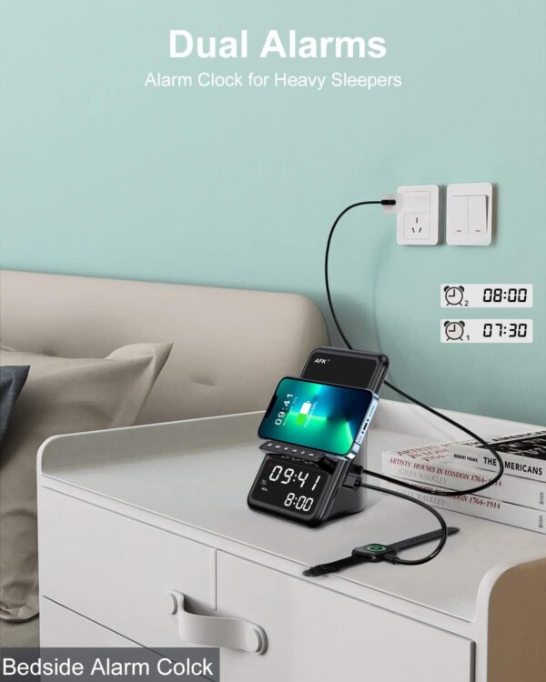 61FFE3BxblL._AC_SL1500_.jpg AFK Wireless Charging Station with Bluetooth Speaker and Ala...