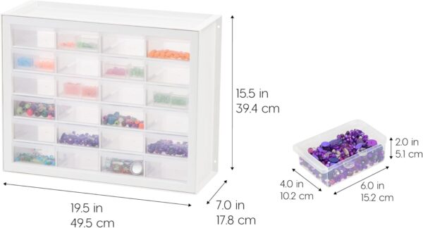 IRIS USA Plastic Drawer Storage Organizer, 24-Drawer Teacher...