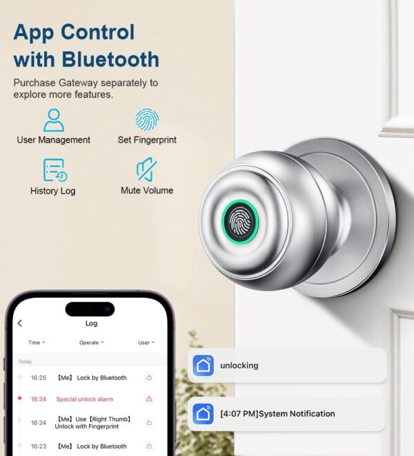 Fingerprint Door Lock, Smart Fingerprint Door Knob with Lock...