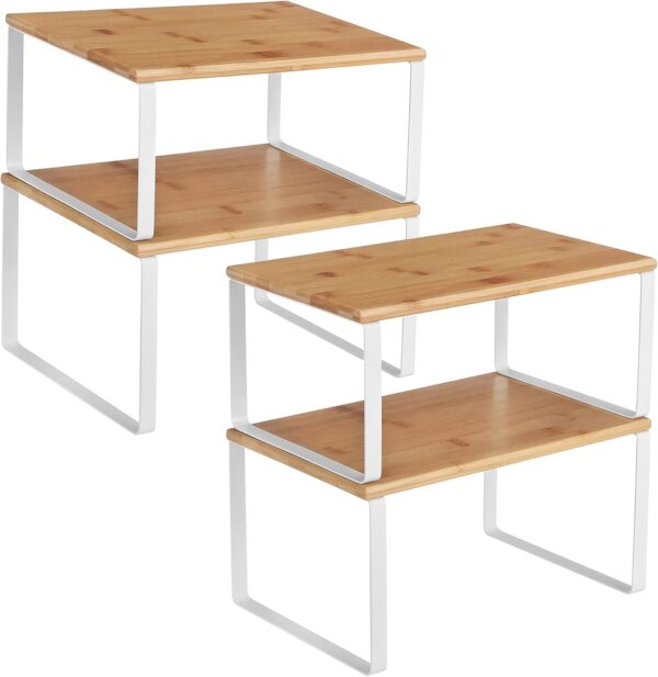 SONGMICS Cabinet Organizer Shelf, Set of 4 Kitchen Counter S...