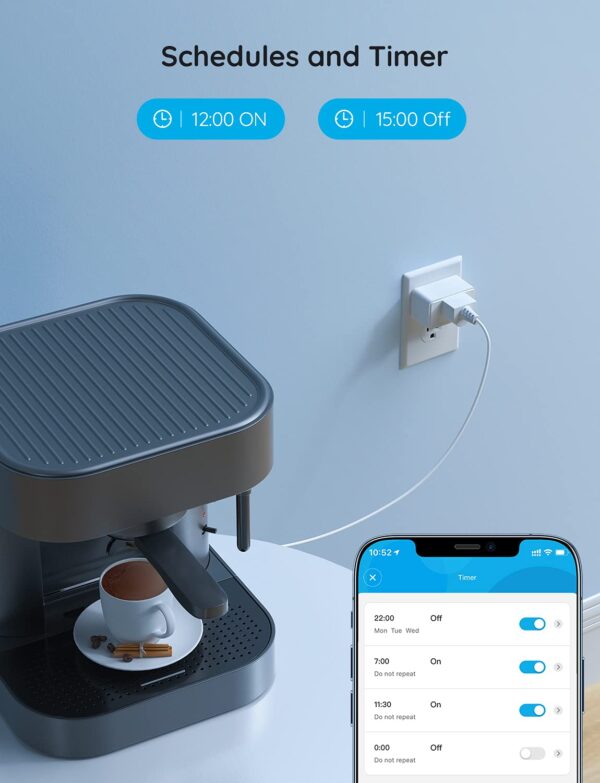 61JWk9SrbbL._SL1500_.jpg Govee Smart Plug 15A, WiFi Bluetooth Outlets 4 Pack Work wit...