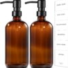 GMISUN Amber Glass Soap Dispenser, 2 Pack Bathroom Hand Soap...