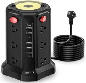Surge Protector Power Strip Tower with 5 USB Ports and Surge Protector Power Strip Tower with 5 USB Ports and Night...