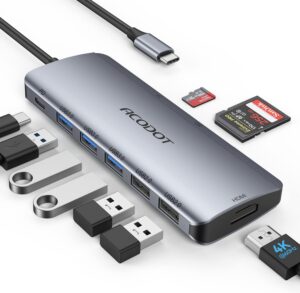 USB C Hub, Acodot 9 in 1 USB C to USB C Hub, Acodot 9 in 1 USB C to 4K@60HZ HDMI Multiport Ada...