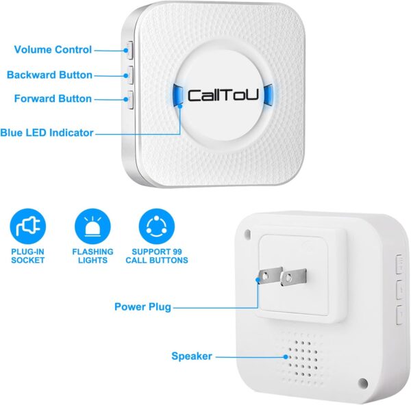 61Rzci3p0RL._AC_SL1500_.jpg CallToU Wireless Caregiver Pager Smart Call System 2 SOS Cal...