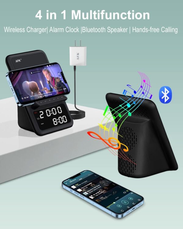 61TmBMZh79L._AC_SL1500_.jpg AFK Wireless Charging Station with Bluetooth Speaker and Ala...