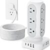 Flat Plug Power Strip Tower 10FT, 40W Total Fast Charging St...