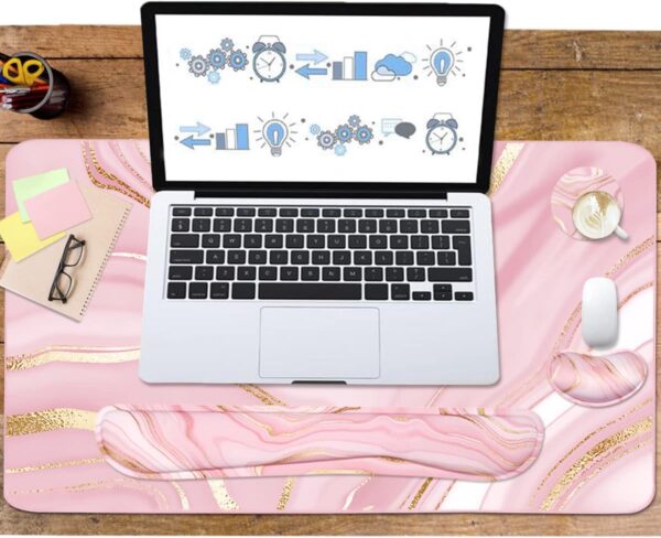 61V2UWRYarL._AC_SL1200_.jpg Keyboard Mouse Pad Set, Extended Mouse Pad+Keyboard Wrist Re...