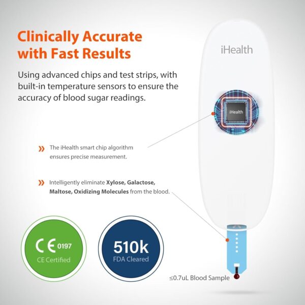 61WumtBWekL._SL1500_.jpg iHealth Gluco+ Wireless Smart Blood Glucose Monitor Kit with...