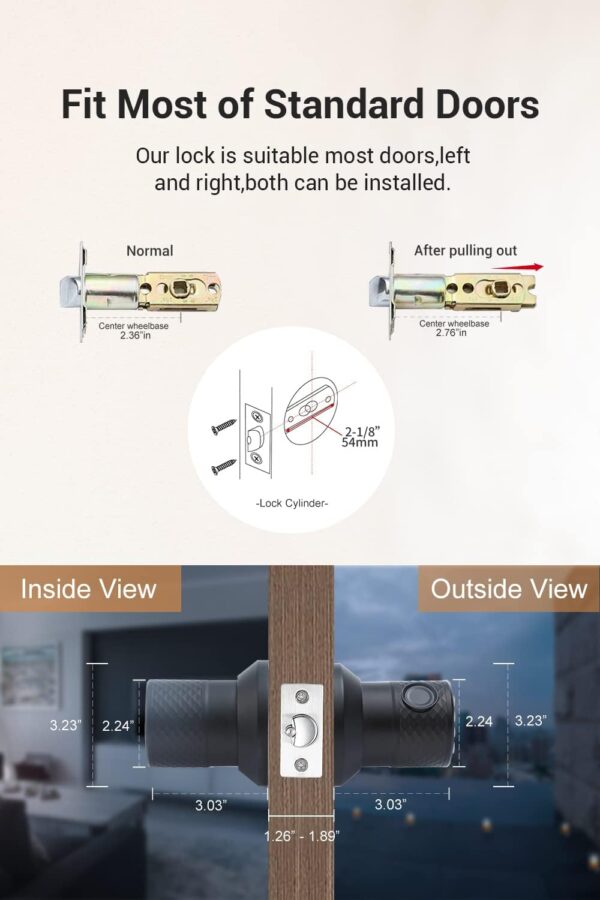 Smart Fingerprint Door Knob with Keypad, Keyless Touchscreen...