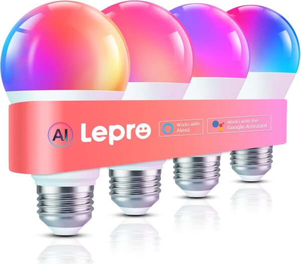 Lepro B1 AI Smart Light Bulbs - WiFi & Bluetooth Lepro B1 AI Smart Light Bulbs - WiFi & Bluetooth RGBWW Color...