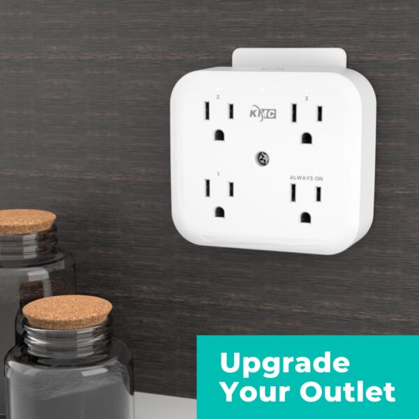 61YuU3mc6VL._SL1500_.jpg KMC Smart Tap Mini 2-Pack, 4-Outlet Wall Mounted Plug Adapte...
