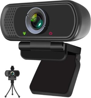 Full HD 1080P Webcam with Privacy Shutter and Tripod, Pro Full HD 1080P Webcam with Privacy Shutter and Tripod, Pro St...