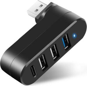VIENON 4-Port USB 3.0 Hub [90°/180° Degree Rotatable], USB S...