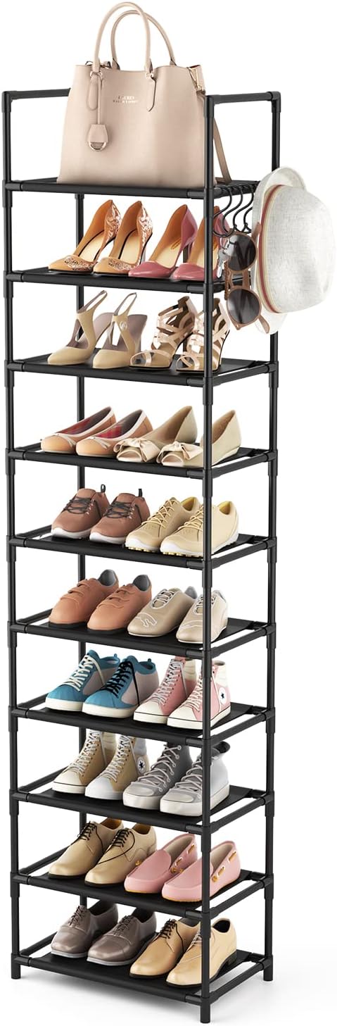 10 Tiers Tall Shoe Rack 20-25 Pairs Boots Organizer Storage ...