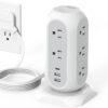 Tower Power Strip Flat Plug with 11 Outlets 3 USB Tower Power Strip Flat Plug with 11 Outlets 3 USB (1 USB C),...
