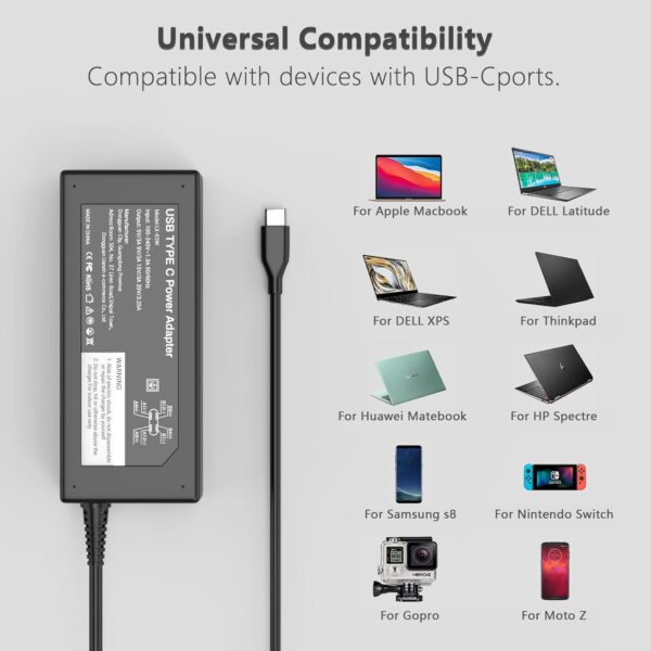 61qoAJG7DqL._AC_SL1500_.jpg 65W USB C Laptop Charger Compatible with Dell Laptop Charger...