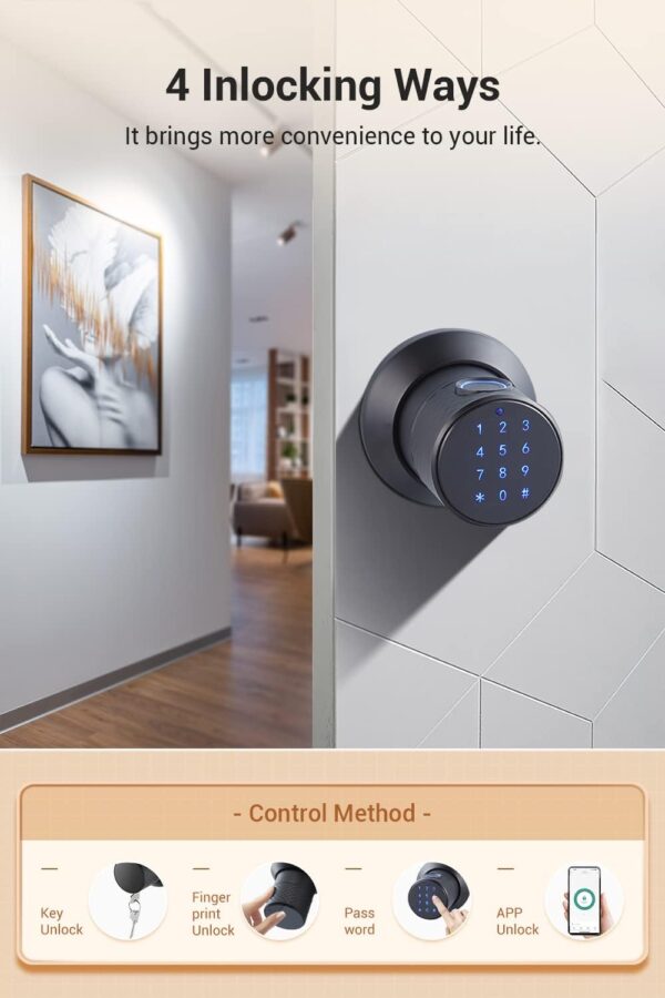 Smart Fingerprint Door Knob with Keypad, Keyless Touchscreen...