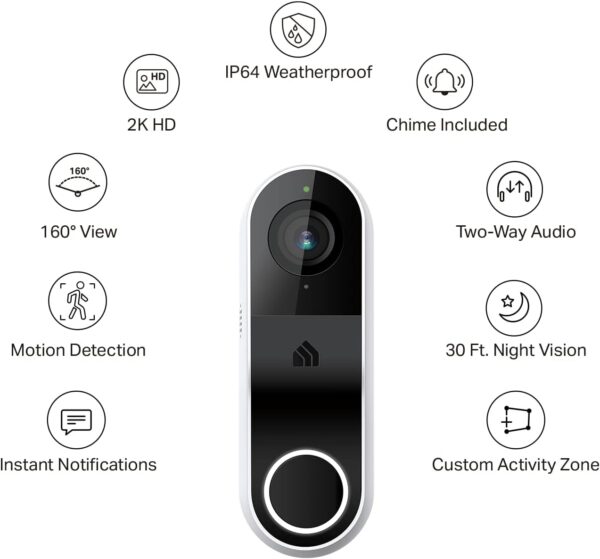 61rF4ahC1RL._AC_SL1500_.jpg Kasa Smart Video Doorbell Camera Hardwired w/ Chime, 2K Reso...