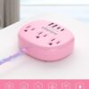 61sPsiG2i4L._AC_SL1500_.jpg Pink Extension Cord with Surge Protected 1080J - 5 FT Flat E...