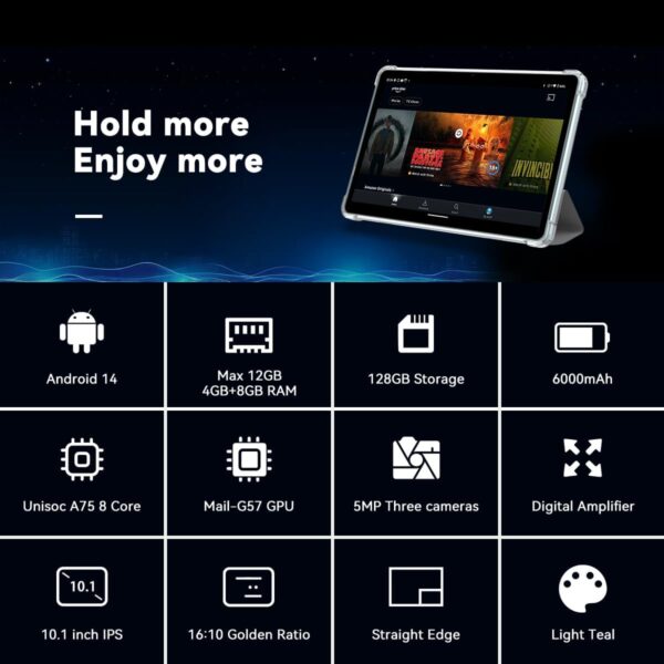 61wIkifVC3L._AC_SL1200_.jpg Android 14 Tablets,Unisoc A75 8 Core CPU.10 Inch Tablet.12GB...