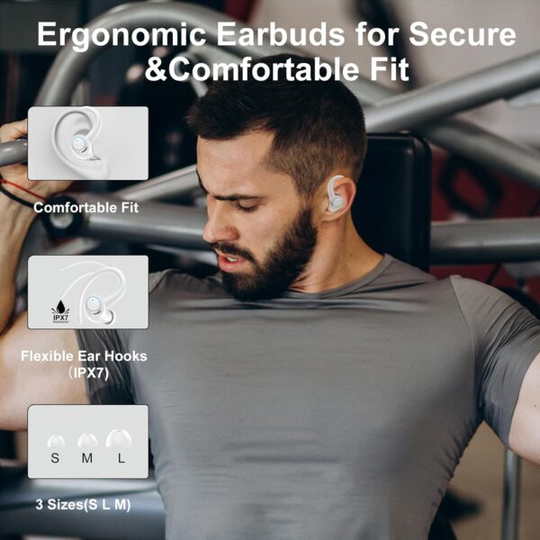 Headphones Wireless Earbuds Sport, Bluetooth 5.3 Over Ear Bu...