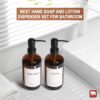 GMISUN Amber Glass Soap Dispenser, 2 Pack Bathroom Hand Soap...