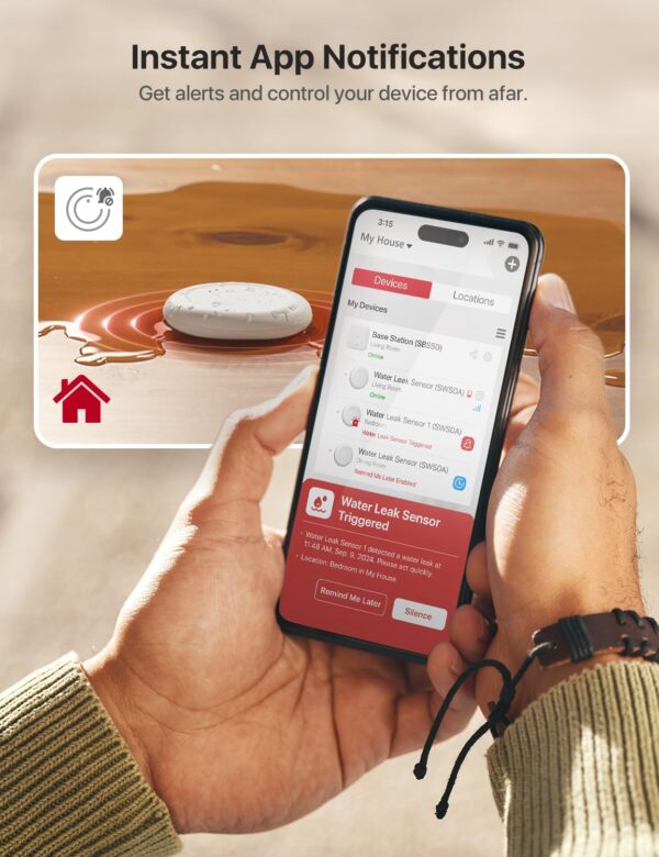 71-NJITkRL._AC_SL1500_.jpg X-Sense Wi-Fi Water Leak Detector Kit, Smart Water Sensor Al...