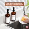 GMISUN Amber Glass Soap Dispenser, 2 Pack Bathroom Hand Soap...