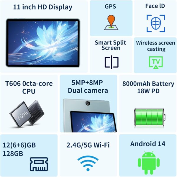 711KHlSHC0L._AC_SL1500_.jpg Android 14 Tablet, 11 inch Tablets Octa-Core, Tablet PC with...