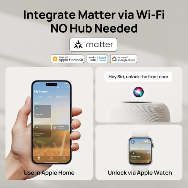 711gEizFYNL._AC_SL1500_.jpg Anona Holo Wi-Fi Smart Lock, Keyless Entry Door Lock with Ap...