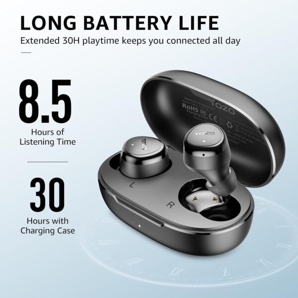 TOZO E1 Wireless Earbuds Build in Mic Clear Calls Ergonomic ...