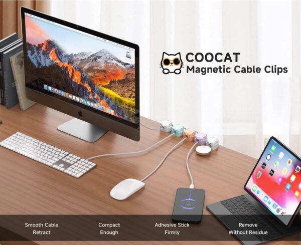 713NfcsSBpL._AC_SL1460_.jpg 8-Pack Magnetic Cable Clips, Adjustable Cord Holder for Unde...