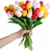 SITUMEIZI Fake Flowers Tulips Artificial Silk Flower 15pcs R...