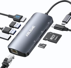 ABLEWE USB C Hub Ethernet, 8 in 1 Multiport USB ABLEWE USB C Hub Ethernet, 8 in 1 Multiport USB C to HDMI Ad...